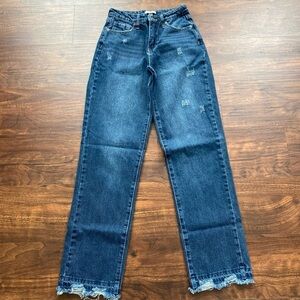 bp 90s High Waist Destroyed Hem Straight Leg Jeans Womens Size 24